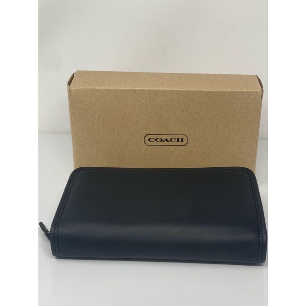 New Coach Double Zip Around Travel Wallet Clutch Organizer F23334 Midnight